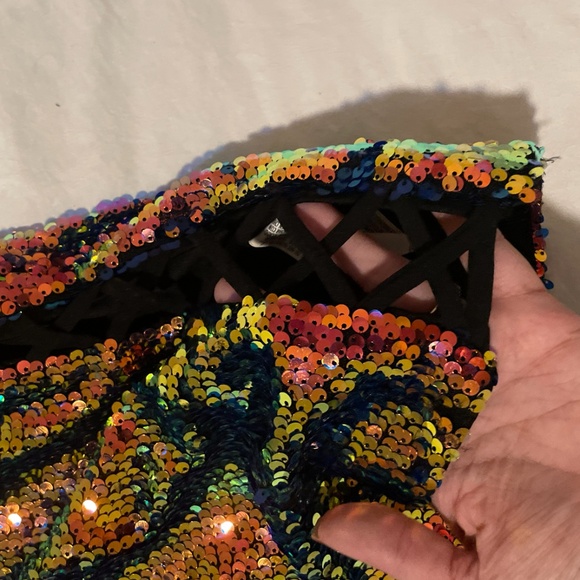 Sequin Glam Party Going Out Sexy Chic Girly Artsy Trendy Baddie Hip Mini Skirt - Picture 3 of 5